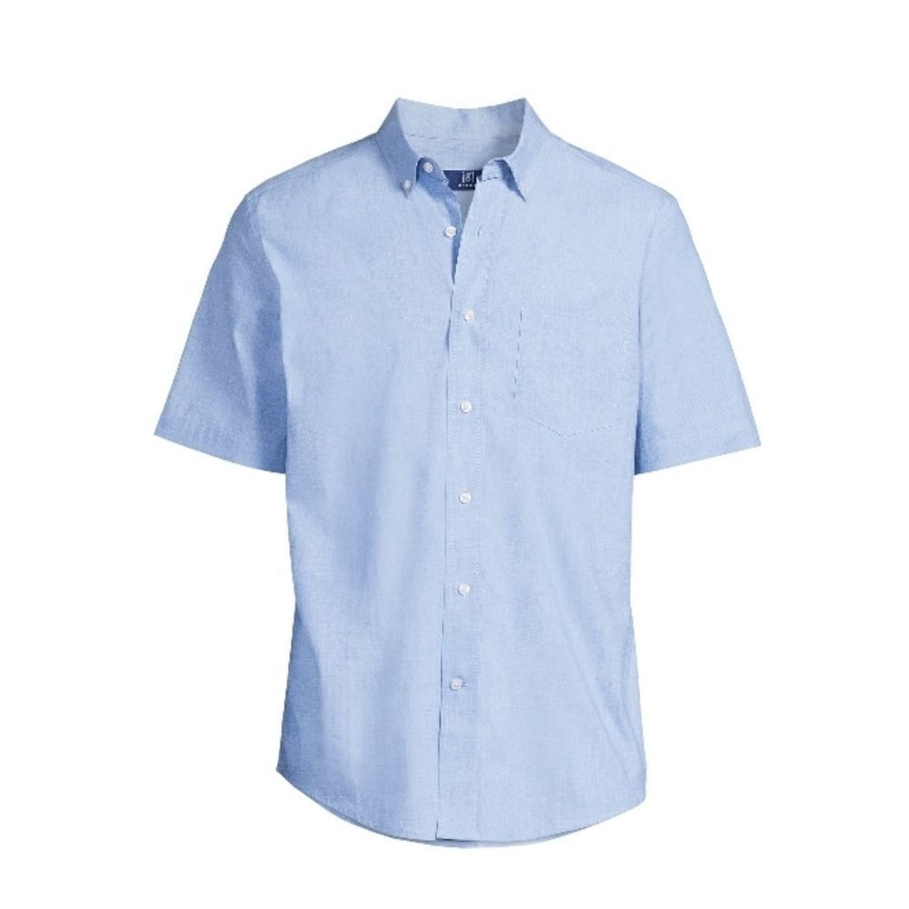 Men’s Shorts Sleeve Cotton Poplin Button Down Shirt Top Size L